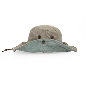 Sombreros de pescador de algodón Vintage con logotipo bordado personalizado de ala ancha sombrero de pescador Retro desgastado liso personalizado con cuerda - Product Image 2
