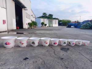 Juego de Macetas Redondas de Plástico Blanco de Alta Calidad con Impresión de Calcomanías Florales Personalizadas para Jardín y Vivero, Tamaño A280 - Product Image 6