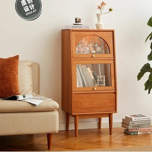 Spring <b>Sideboard</b> Cherry Wood Small Standing Cabinet With 2 Compartments Living Room Storage Drawer Cabinet - Product Image 2