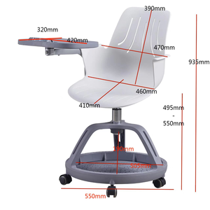 Chaise d'étudiant moderne avec tablette pliable, chaises et tablettes pour l'école et l'université avec tablette d'écriture rotative - Product Image 5