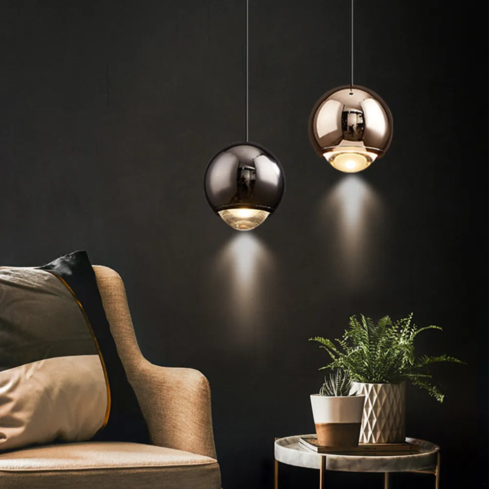 Nordic Indoor Decor Single Hanging Lamp Modern Led Gold Globe Ball Pendant Lighting