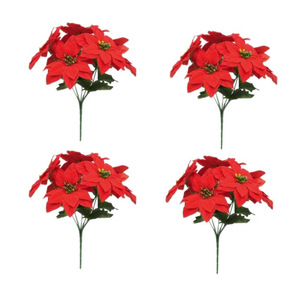 Meining <b>Artificial</b> Poinsettia Bouquet 30cm X 26cm Plastic <b>Christmas</b> Decorative <b>Flowers</b> Holiday Ornament - Product Image 4