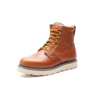 Chaussures de sécurité pour hommes en cuir véritable personnalisées avec semelle intérieure en tissu, embout en acier résistant à l'usure, vente directe d'usine