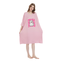 Personnalisé mignon chat imprimer doux été Cool écologique confortable surdimensionné longue lâche rose femmes sommeil t-shirt avec poches