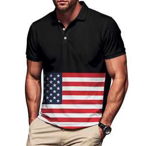 2025 verano hombres Casual para Polo para <span class=keywords><strong>Amazon</strong></span> bandera colorida creativa <span class=keywords><strong>3D</strong></span> media cremallera Camiseta 100% poliéster cuello vuelto - Product Image 4