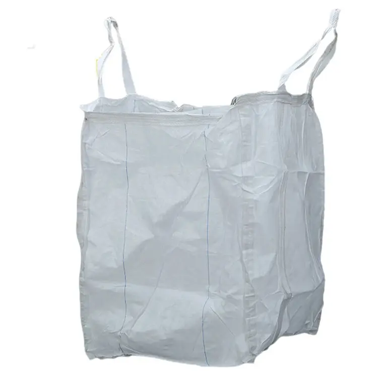 पीपी फैब्रिक पॉलीप्रोपाइलीन जंबो बैग 1 टन 2 टन 1500 किलोग्राम थोक फाइब बड़ी प्लास्टिक पैकेजिंग बोरियां फिलिंग टोंटी के साथ
