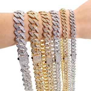 Moda uomo acciaio inossidabile Iced Out catena a maglia cubana Bling Punk <span class=keywords><strong>Hip</strong></span> <span class=keywords><strong>Hop</strong></span> <span class=keywords><strong>Rap</strong></span> 14k 18k placcato oro diamanti collana gioielli - Product Image 4