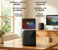 Station d'alimentation portable DELTA 3 1000 Air (10 ms UPS) 500 W de sortie CA 800 W (surcharge 1000 W) avec X-Boost, capacité 960 Wh