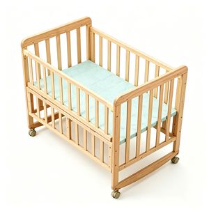 Culla per Neonati in Legno Massello con Ruote, Altezza Regolabile, Lettino Portatile per Neonati, Arredo Sicuro per la Stanza dei Bambini - Product Image 3