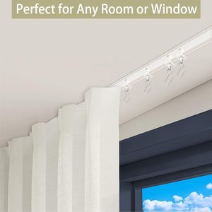 CF Plastic Flexible PVC Bendable Window Bath Shower Curtain <strong>Rail</strong> <strong>Hooks</strong> Set <strong>for</strong> Bathroom Sliding Divider Ceiling Curtain Track - Product Image 2