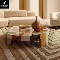 Table basse ronde de style vintage, design moderne, luxe léger, placage de bois naturel, table ronde pour salon