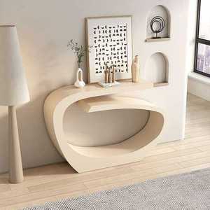 Console moderne beige avec étagère de rangement, meuble mural d'appoint, étagère de présentation pour entrée, salon - Product Image 1
