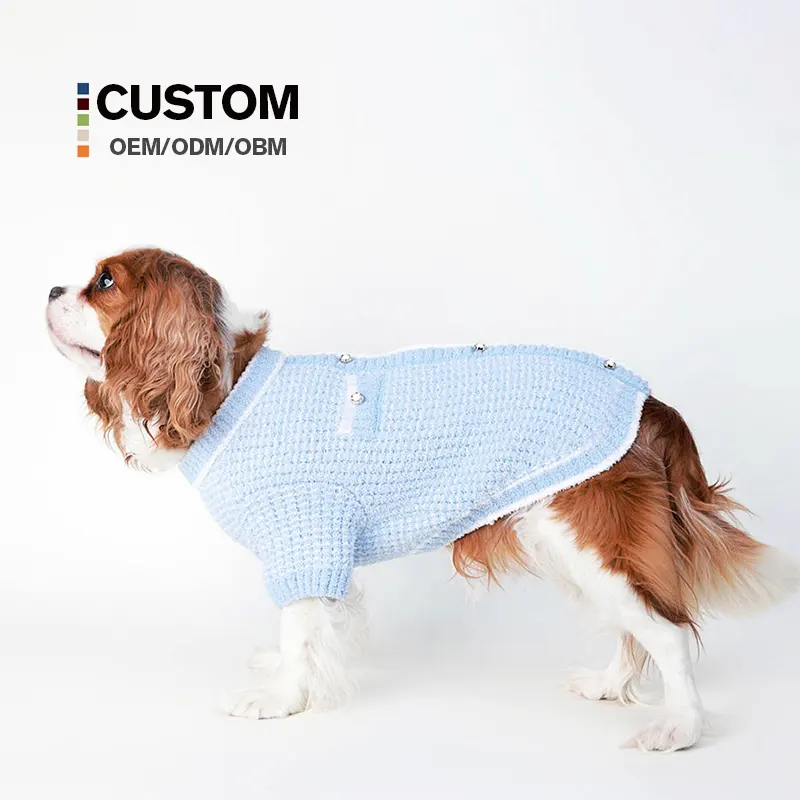 Venta al por mayor clásico suéter de lujo para perros de alta calidad suéter de punto para perros cárdigan ropa de moda para mascotas de suéter moderno para mascotas