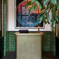 Mosaico Rectangular Largo de Ladrillos Esmaltados Hechos a Mano con Patrón de Grietas de Hielo Vintage, Verde Oscuro, para Mostradores de Bar, Alojamientos, Piscinas y Decoración Industrial