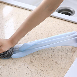 Guantes impermeables de Pvc para el hogar, guantes finos de 32cm de Color sólido para lavar platos, duraderos para limpieza de cocina y uso en lavandería - Product Image 3