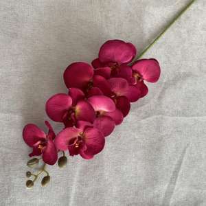 Flor Artificial de Phalaenopsis a <span class=keywords><strong>Precio</strong></span> Económico, Decoración de Flores Artificiales, 8 Orquídeas Mariposa de Terciopelo Color Durazno - Product Image 1