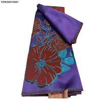 Kain Brokat Organza Bordir Bunga Besar Afrika, Kain Brokat Jacquard Prancis, Kain Brokat Jacquard Guinea Ungu untuk Gaun Pesta