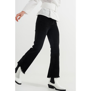 Pantalon évasé en cordon extensible noir - Product Image 5