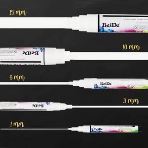 ปากกาชอล์กน้ำแบบลบได้ ขนาด 1 มม. 3 มม. 6 มม. 10 มม. 15 มม. สีขาว สำหรับเขียนบนกระจก แบบแห้ง/เปียก ขายส่ง - Product Image 2