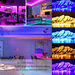 ไฟ LED บลูทูธแบบมีกาวในตัว 5050 สีสัน RGB สร้างบรรยากาศอัจฉริยะ ยืดหยุ่นได้ แรงดันต่ำ 12v ชุดไฟเส้น พร้อมฟังก์ชั่นดนตรี - Product Image 4