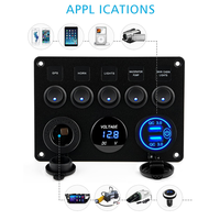 Nouveau panneau de commutation à 5 interrupteurs ABS pour véhicule, port de charge rapide QC3.0 PD, voltmètre numérique, prise de courant 12V, bateau marin