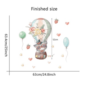 Cartone animato procione pallone ad aria calda fragola paste da parete camera dei bambini camera da letto scuola materna <span class=keywords><strong>adesivi</strong></span> di abbellimento della parete - Product Image 2