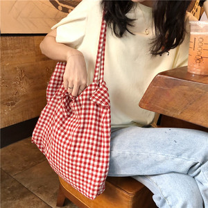 <span class=keywords><strong>Sac</strong></span> fourre-tout d'été à carreaux pour femme, <span class=keywords><strong>sac</strong></span> en tissu avec nœud, grande capacité, pour le quotidien et le shopping, vente en gros - Product Image 1