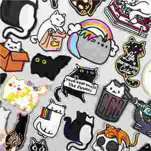 Cartoon Rainbow <b>Cat</b> Embroidered Iron on Patches <b>for</b> <b>Clothes</b> Custom Factory High Quality DIY Animal Applique - Product Image 1