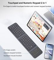 Keyboard Bluetooth lipat, dengan Touchpad dapat diisi ulang ukuran penuh Ultra ramping saku Keyboard lipat untuk Android Windows IOS