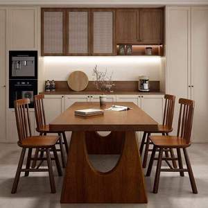 Table <span class=keywords><strong>à</strong></span> manger moderne de luxe en bois massif brun-noisette, écologique et durable, pour <span class=keywords><strong>hôtel</strong></span> et appartement - Product Image 3