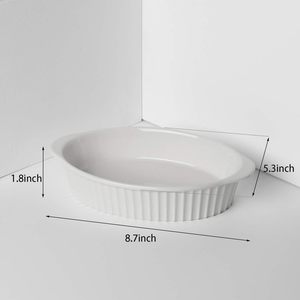 Petit plat à <span class=keywords><strong>gratin</strong></span> ovale en porcelaine, ustensiles <span class=keywords><strong>de</strong></span> cuisson avec double poignée pour la cuisine et la maison - Product Image 2