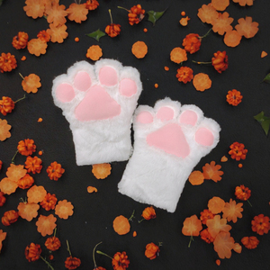 Mitaine en fausse fourrure à oreilles et pattes d'animaux, griffe de chat, renard, loup, ours, en peluche géante, polyester, accessoire unisexe pour cosplay - Product Image 3
