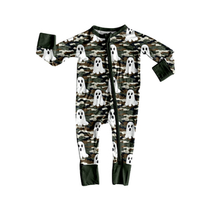 Custom Halloween Camouflage Ghost Kids <b>Boys</b> <b>Pajamas</b> Outfits <b>Toddlers</b> Sleepers Romper Brother Matches Kids Clothing Sleepwear - Product Image 2