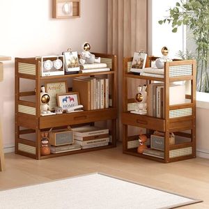 Estantería de escritorio de 3 niveles, estante de almacenamiento de madera para el hogar, organizador de oficina con cajones, tipo rectangular vertical - Product Image 1