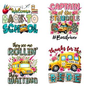 <span class=keywords><strong>Chauffeur</strong></span> d'autobus scolaire Transfert Dtf Temps scolaire Prêt à appuyer Transfert Retour à l'école Transferts DTF Modèles d'impression Fer à repasser pour chemise - Product Image 1