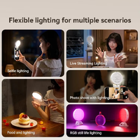 Lampu cincin jepit bertenaga baterai dengan suhu warna yang dapat disesuaikan (2500-6500K) dan lampu LED isi ulang yang dapat diredupkan, cocok untuk mobi