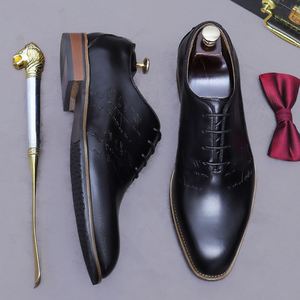 Chaussures de ville de luxe pour homme en cuir pleine fleur, faites à la main, style Oxford britannique, bout carré, respirantes - Product Image 4