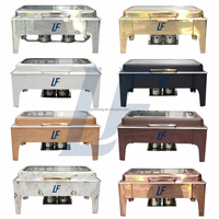 Luxe roestvrijstalen glazen chafing dish buffet warmhoudpan 9L capaciteit warmwatercirculatie 50-70°C