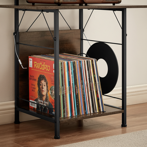 Meuble de rangement pour <span class=keywords><strong>tourne</strong></span>-<span class=keywords><strong>disque</strong></span>, organisateur de vinyles pour 200 albums, support de platine, étagère de présentation, modèle non pliable - Product Image 3