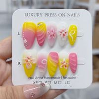Ongles en amande européens et américains 3D sculptés en trois dimensions, style « Hot Girl », faits à la main, à porter