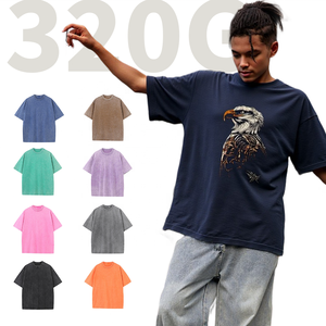 SSC เสื้อยืด unisex ผ้าฝ้าย320g Acid WASH คอกลมขนาดใหญ่พิเศษสไตล์ย้อนยุคมีโลโก้ออกแบบได้ตามที่ต้องการเสื้อยืดขายส่งจำนวนมากสำหรับทีม - Product Image 1