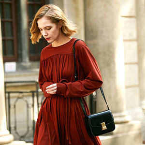 Vestido largo de algodón mercerizado de diseñador francés carolingio personalizado, vestidos informales de nicho de la industria pesada versión europea - Product Image 2