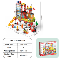 Feelo FL42002 Juego de Bloques de Construcción Clásicos de 173 Piezas con Escena de Estación de Bomberos para Niños, Juguete para Jugar al Juego de Bombero