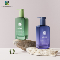 Flacons de parfum de luxe 150 ml en verre ambré vert, bouteille rectangulaire à paroi épaisse avec pompe à huile pour cosmétiques et soins de la peau
