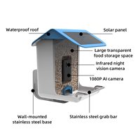Mangeoire à oiseaux solaire étanche avec caméra extérieure, alimentation automatique, en plastique solide, design élégant