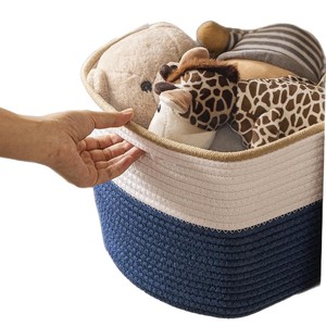 Boîte de rangement domestique moderne et personnalisée de type tiroir, panier de rangement rectangulaire en corde de coton pour les articles sales - Product Image 4
