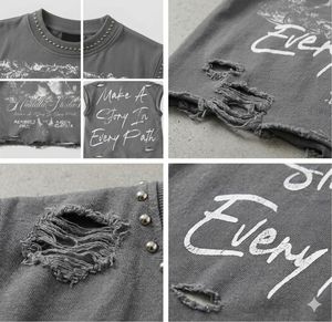 T-shirt personalizzata OEM ODM da uomo, gilet vintage lavato effetto distressed senza maniche, con rivetti e borchie, grafica Jesus, streetwear, <span class=keywords><strong>crop</strong></span> <span class=keywords><strong>top</strong></span> - Product Image 2
