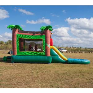 Combo Inflable con Temática Tropical y Piscina, Casa <span class=keywords><strong>de</strong></span> Brinco Comercial con Pequeño Circuito <span class=keywords><strong>de</strong></span> Obstáculos - Product Image 4