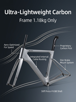 Cuadro de Bicicleta de Carretera R15 700C de Carbono Completo |   Cableado interno de freno de disco con horquilla y tija de sillín