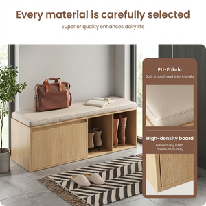 <span class=keywords><strong>Banc</strong></span> de rangement en bois écologique avec siège en PU et armoire ventilée pour le rangement des <span class=keywords><strong>chaussures</strong></span> dans un salon moderne - Product Image 3